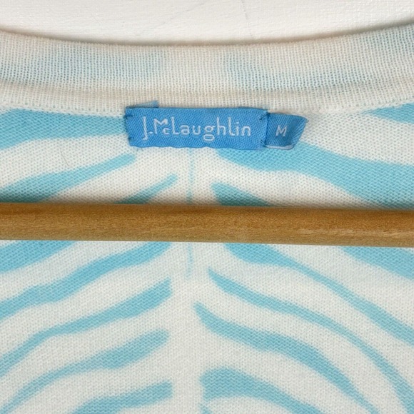 J. McLaughlin Zebra Print Cardigan Light‎ Blue Modal/Cotton Blend Button Up M - Picture 10 of 11